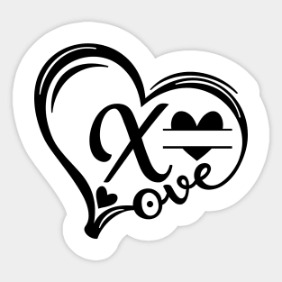 letter x monogram in the shape of love Sticker